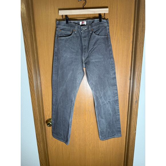 Vintage Button Fly Levi’s 501 Original Fit Straight Leg Jeans Grey Mens 33x32 - Picture 2 of 13